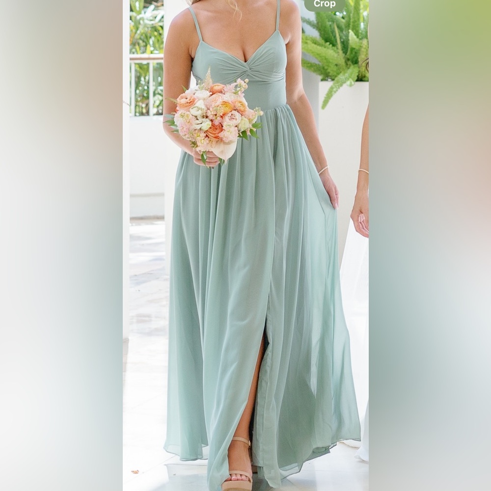 Azazie Green Maxi Dress A-Line Pleated